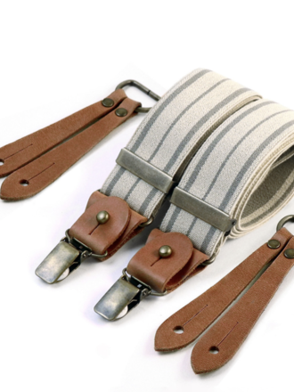 Bertelles Selvedge wide braces with cognac leather