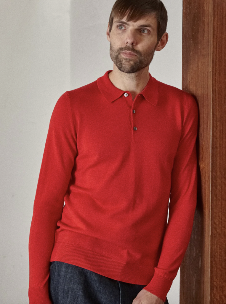 About Companions Kaspar Longsleeve Polo Merino red