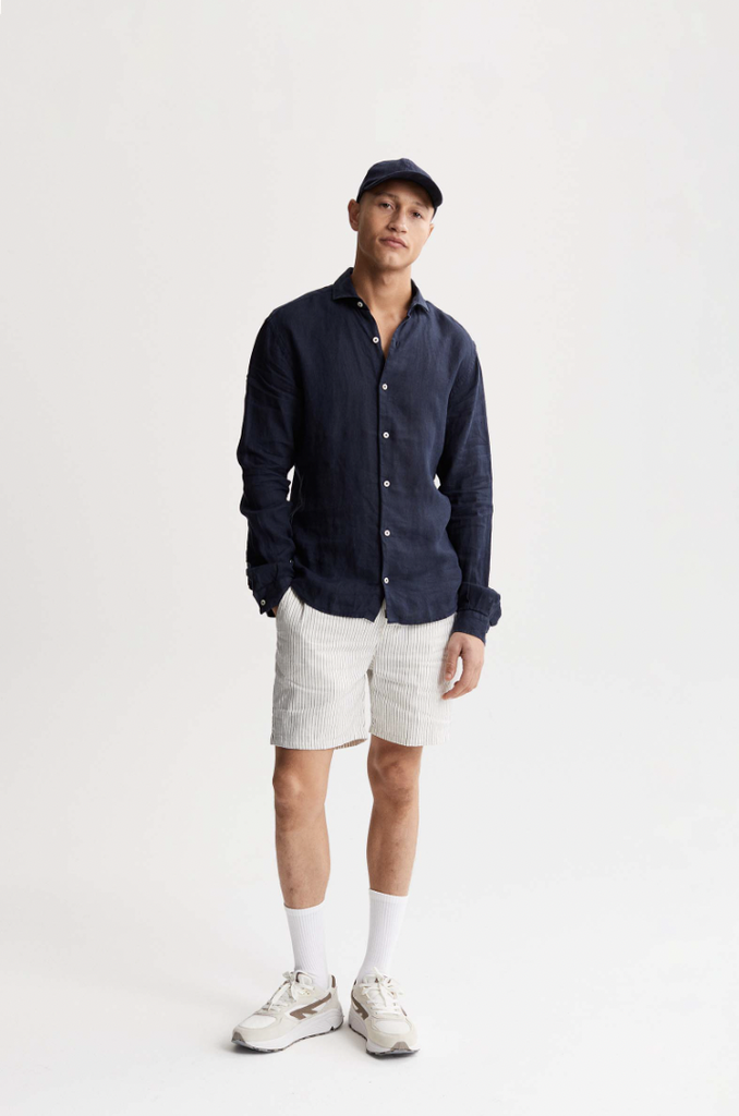 The Good People Soho Shirt Linen Navy