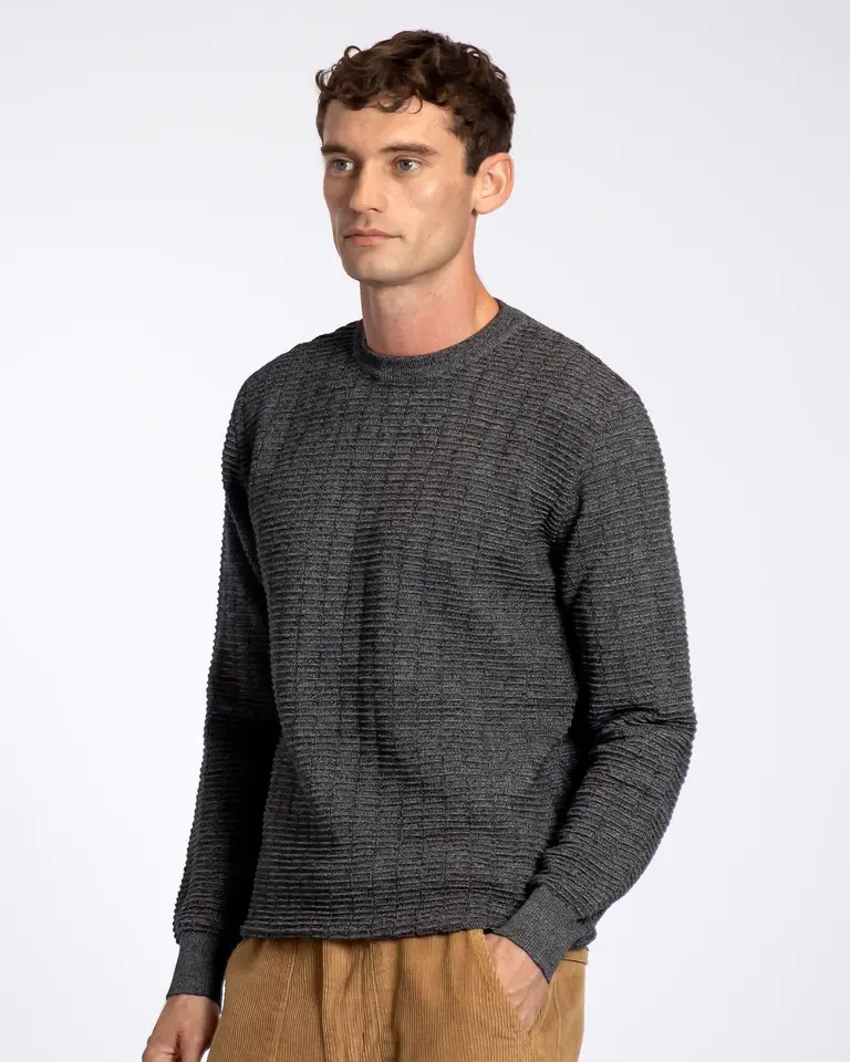 Far Afield Victor LS Knit Melange Grey/Black