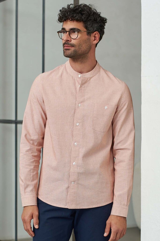 About Companions Nathan Shirt Eco Oxford Striped Peach