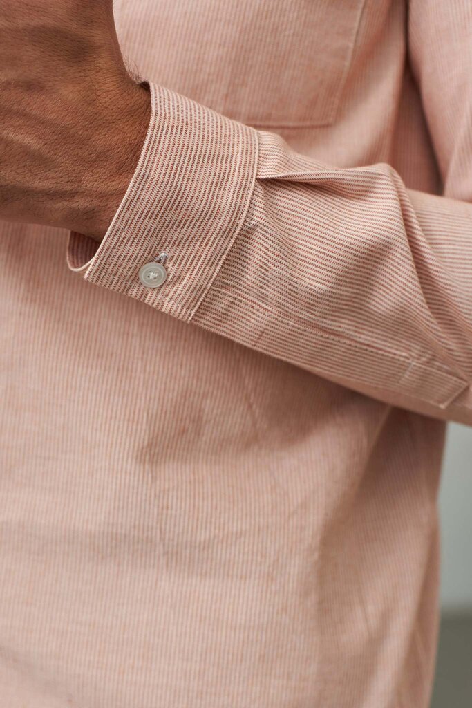About Companions Nathan Shirt Eco Oxford Striped Peach