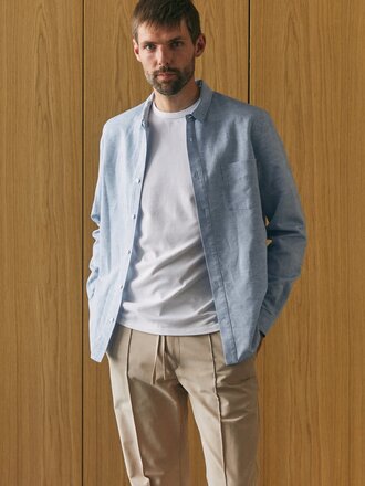 About Companions Simon Shirt  Riviera Blue Linen About Companions Simon Shirt  Riviera Blue Linen