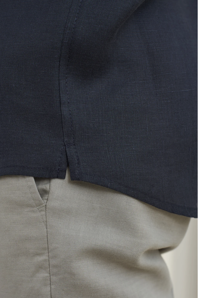 About Companions Nathan Shirt Navy Pure Linen