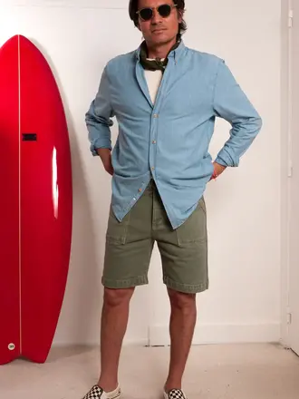 Cuisse De Grenouille Paulin.04 Bleached Chambray Shirt Cuisse De Grenouille Paulin.04 Bleached Chambray Shirt