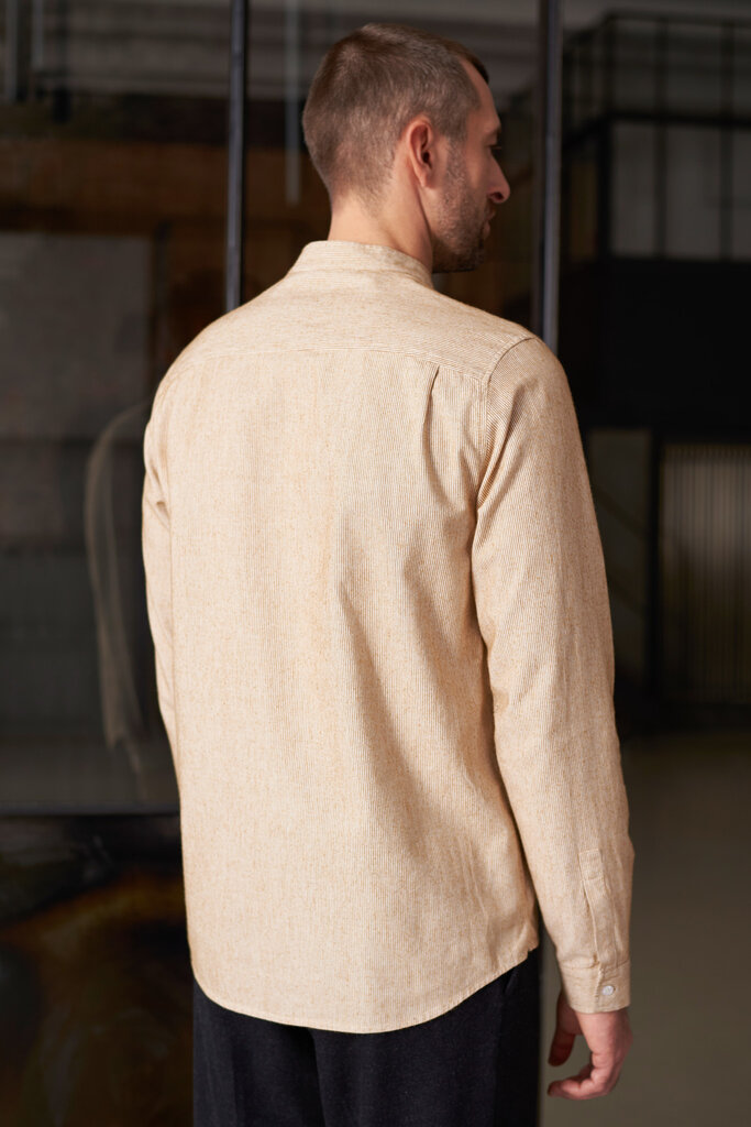 About Companions Nathan shirt eco brushed striped golden brown
