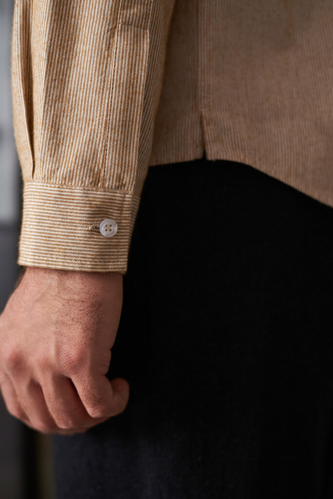 About Companions Nathan shirt eco brushed striped golden brown