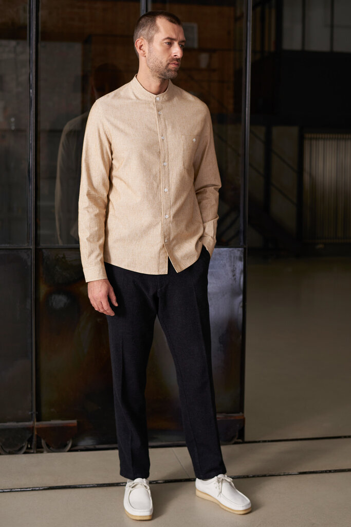 About Companions Nathan shirt eco brushed striped golden brown