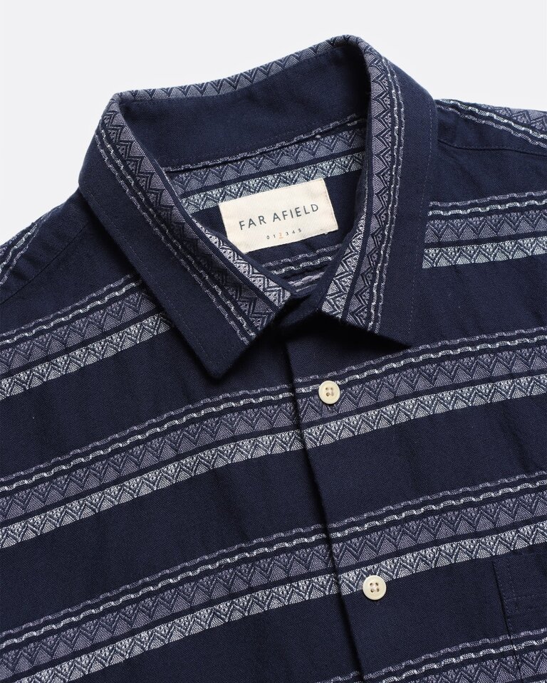 Far Afield Classic Shirt Peysa Stripe Navy Iris