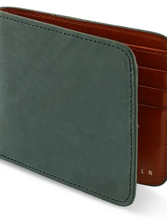 Escuyer Leather Billfold Wallet - Green/Cognac Escuyer Leather Billfold Wallet - Green/Cognac