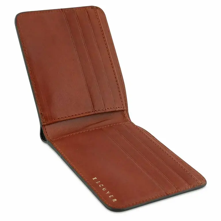 Escuyer Leather Billfold Wallet - Green/Cognac
