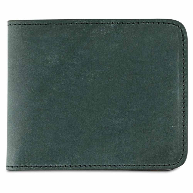 Escuyer Leather Billfold Wallet - Green/Cognac