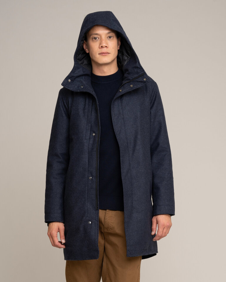 Johnnylove Ellroy 002 wool parka navy melange