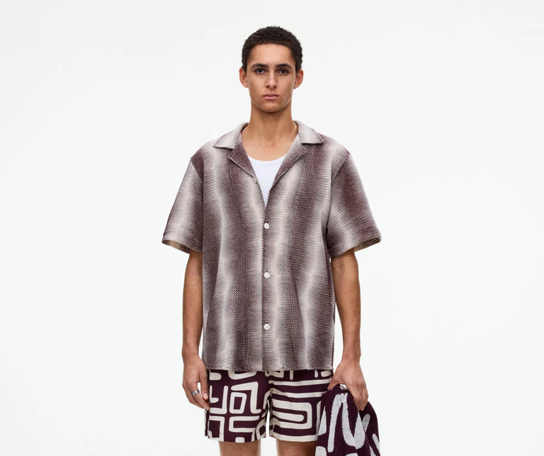 OAS Cuba Net Shirt Merlot Echo