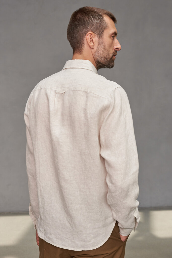 About Companions Ken Shirt Pure Linen Striped Sand