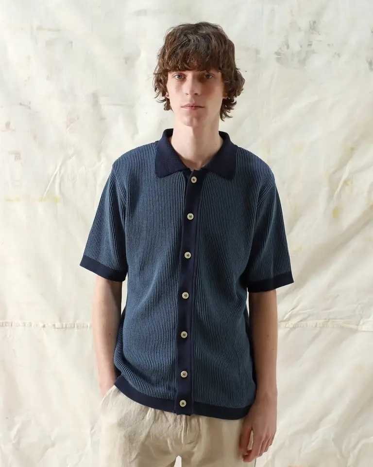 Far Afield Velzy Cardigan Helio Stripe/ Navy iris