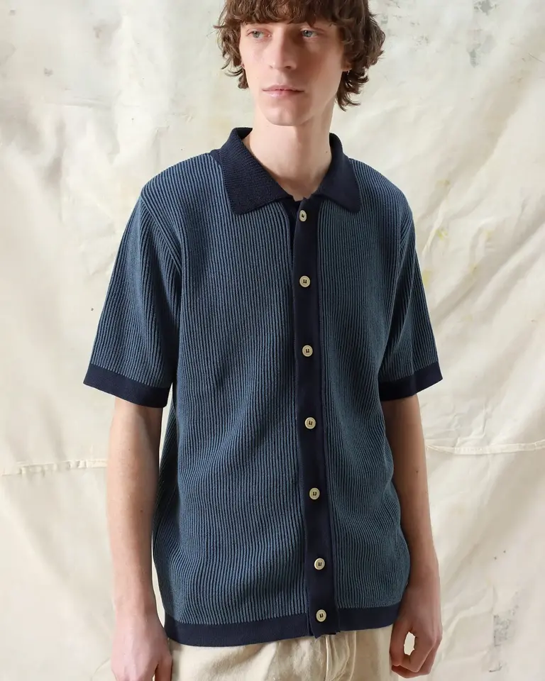 Far Afield Velzy Cardigan Helio Stripe/ Navy iris