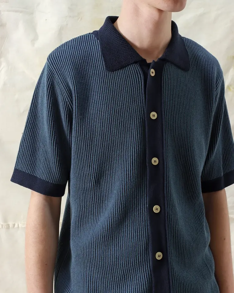 Far Afield Velzy Cardigan Helio Stripe/ Navy iris