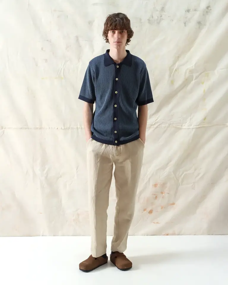 Far Afield Velzy Cardigan Helio Stripe/ Navy iris