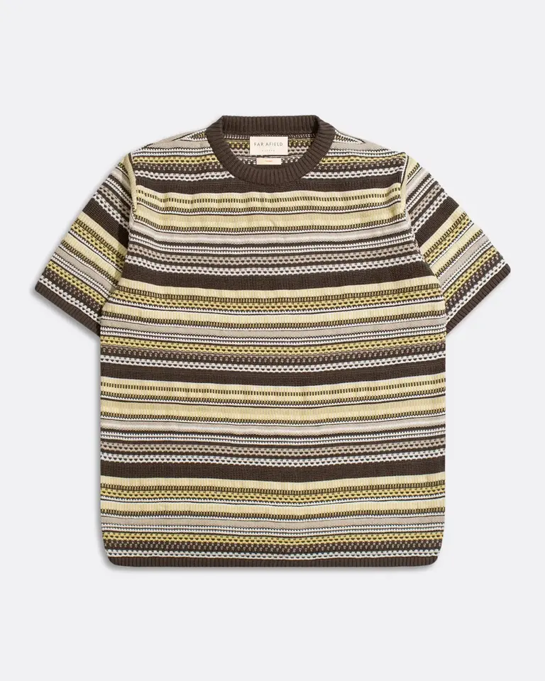 Far Afield Newport Knitted Top Dark Brown Stripe