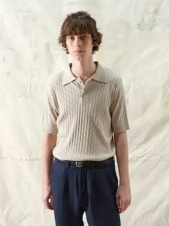 Far Afield Jacobs S/S Polo Lace Peyote Sand Far Afield Jacobs S/S Polo Lace Peyote Sand