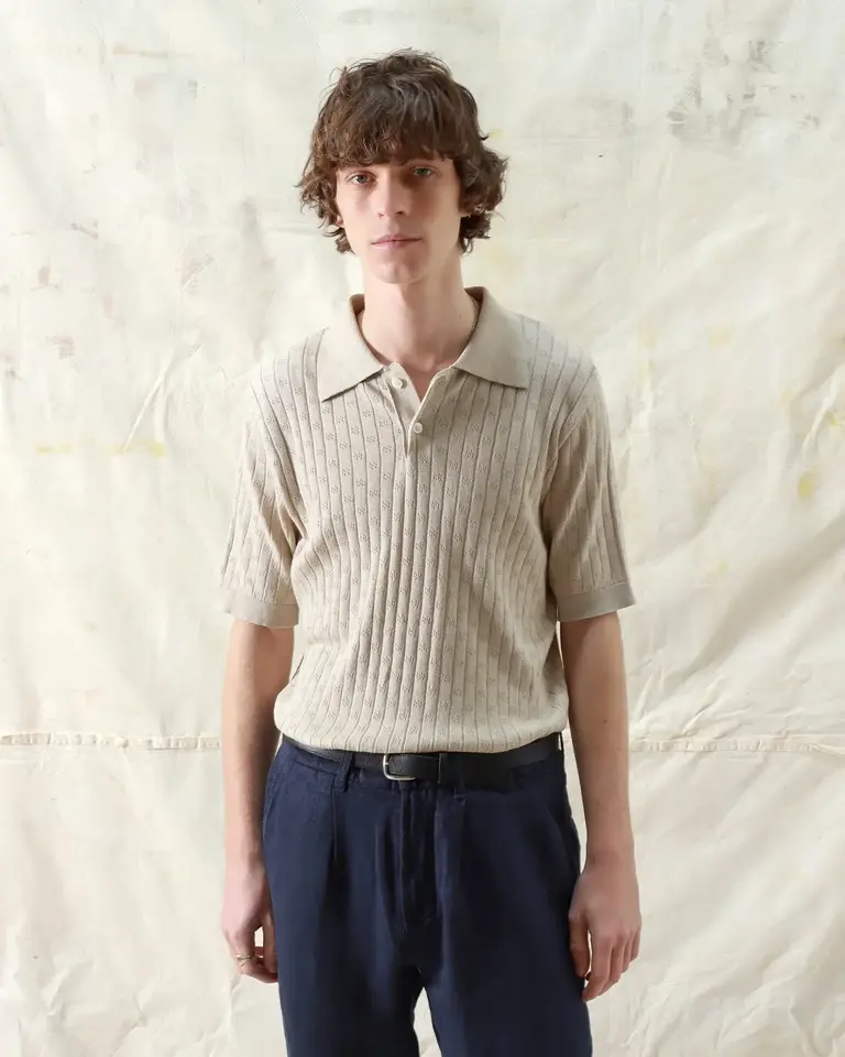 Far Afield Jacobs S/S Polo Lace Peyote Sand