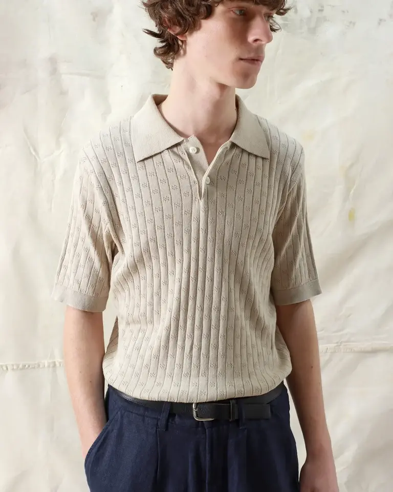Far Afield Jacobs S/S Polo Lace Peyote Sand
