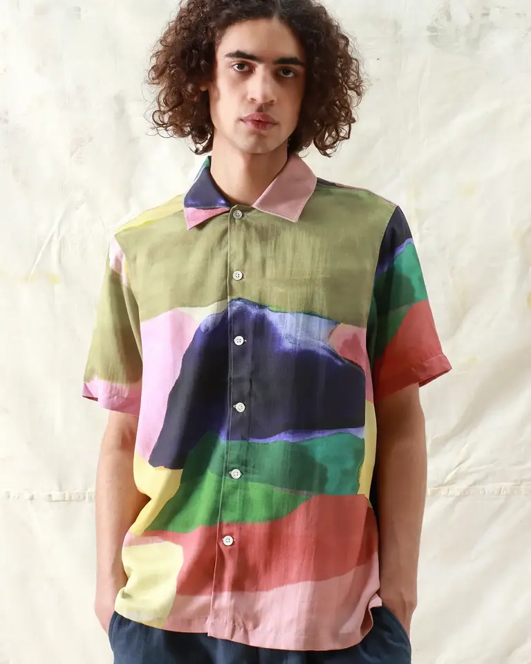 Far Afield Busey Painted Landscape shirt multico
