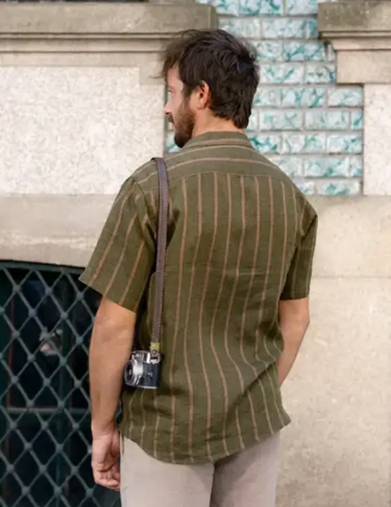 Carpasus Shirt Linen Milano Stripes Khaki