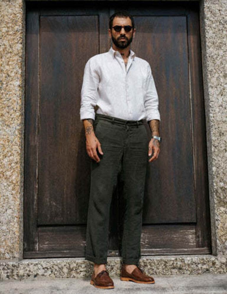 Carpasus Trousers Linen Ilha Long Moss
