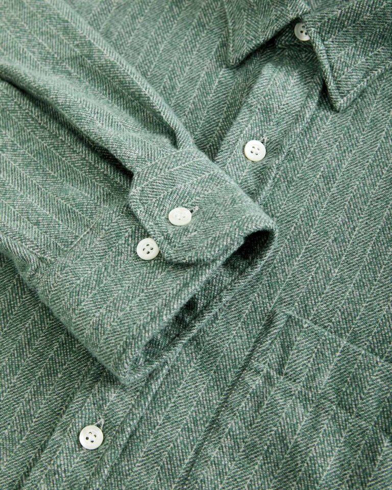 La Paz Mirra shirt green herringbone