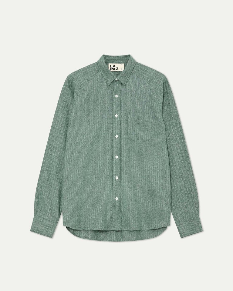 La Paz Mirra shirt green herringbone