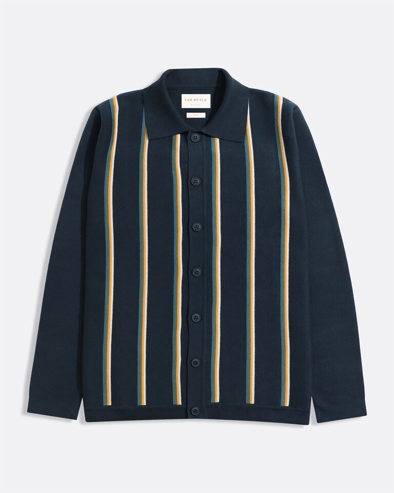 Far Afield zigger cardigan kuki stripe navy