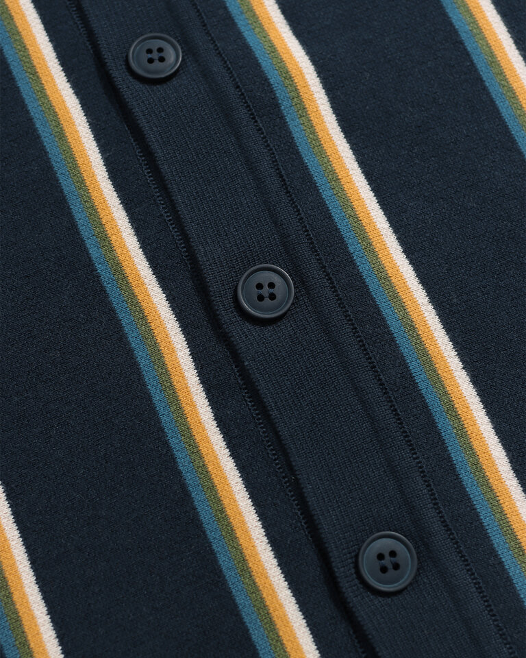 Far Afield zigger cardigan kuki stripe navy