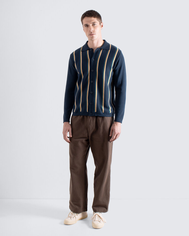 Far Afield zigger cardigan kuki stripe navy