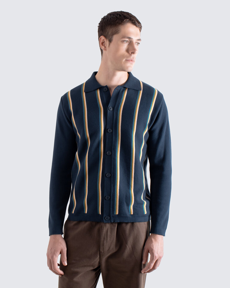 Far Afield zigger cardigan kuki stripe navy