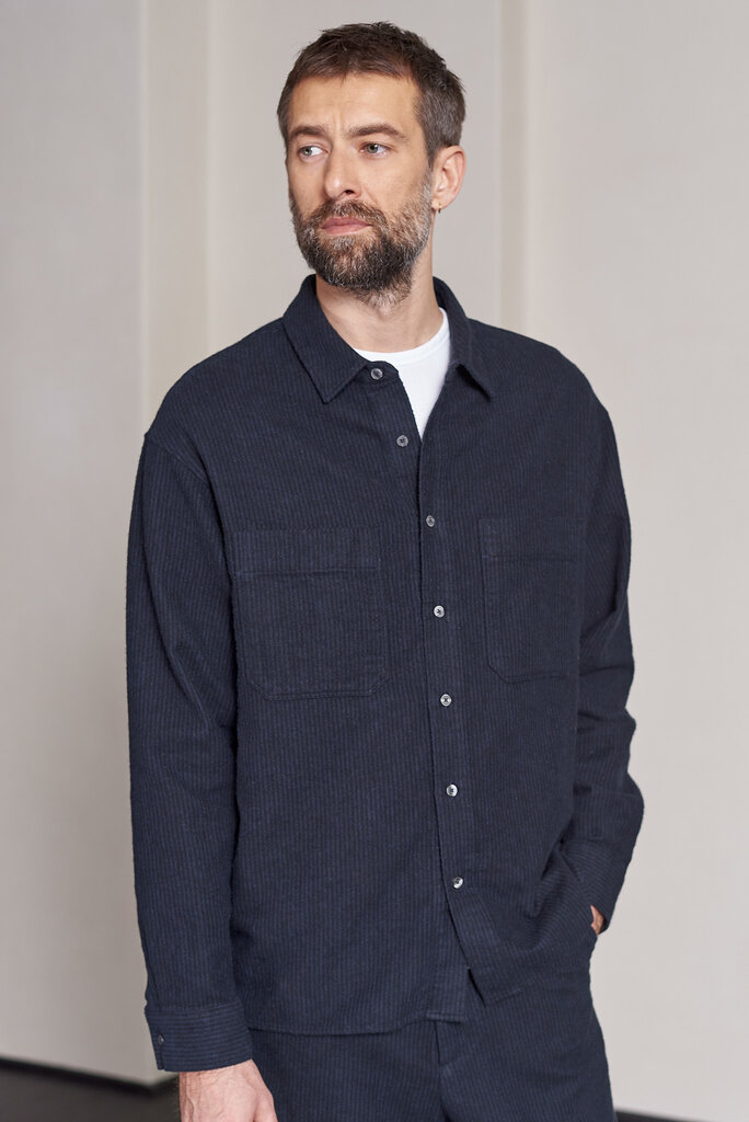 About Companions DARIO Shirt eco flannel striped navy