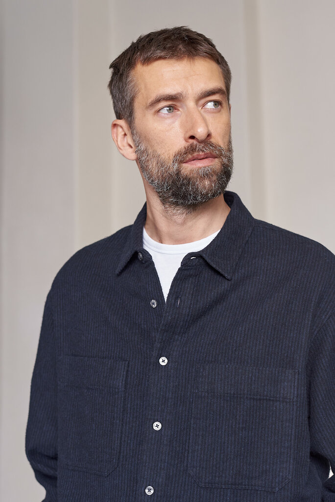 About Companions DARIO Shirt eco flannel striped navy