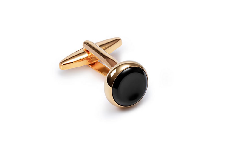Lost in Pablos Gold Plated Cufflinks Black Onyx