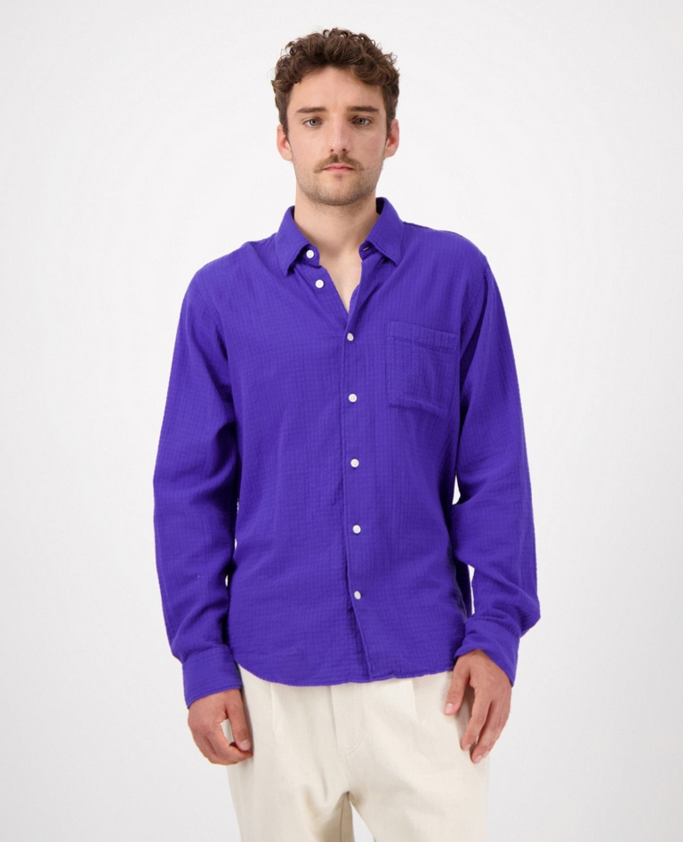 Castart Konga crinkle LS shirt cobalt