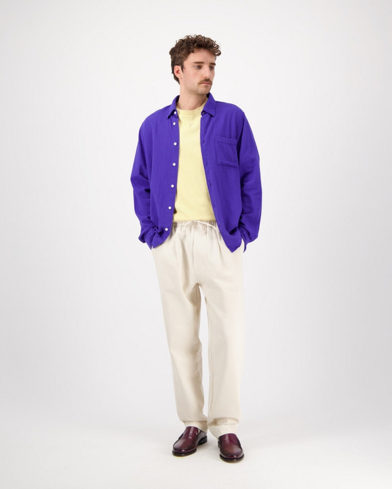 Castart Konga crinkle LS shirt cobalt