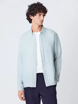 La Paz BRANCO shirt green stripes linen