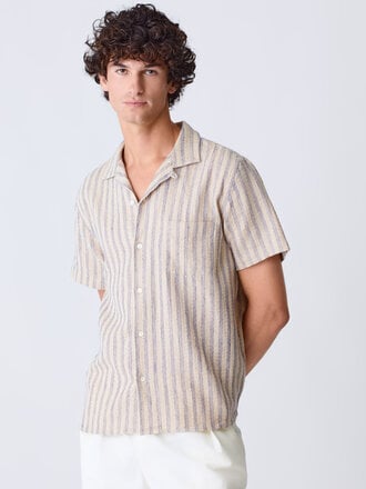 La Paz SILVEIRA Panama shirt blue stripes