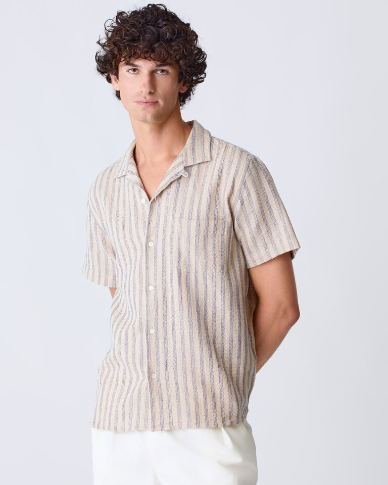 La Paz SILVEIRA Panama shirt blue stripes