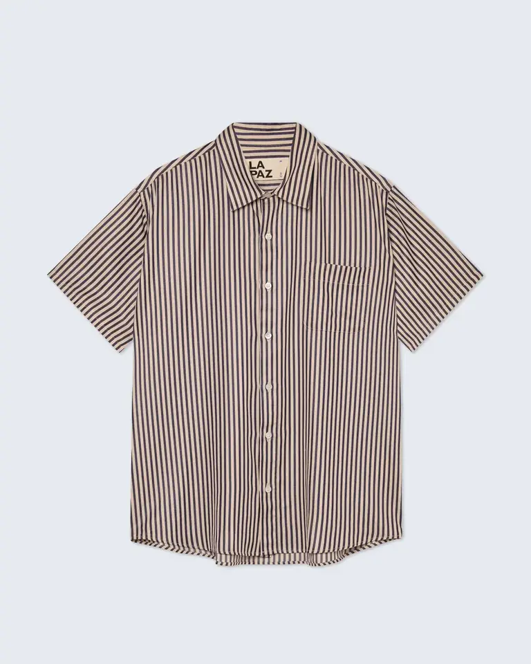 La Paz ROQUE baggy shirt dark navy stripes