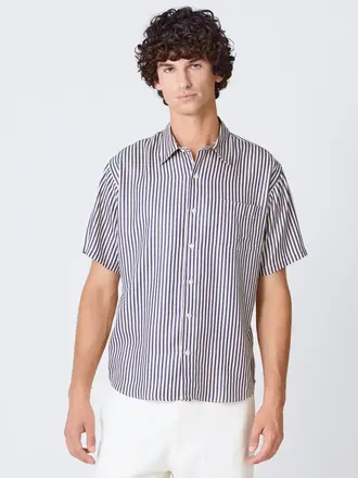 La Paz ROQUE baggy shirt dark navy stripes