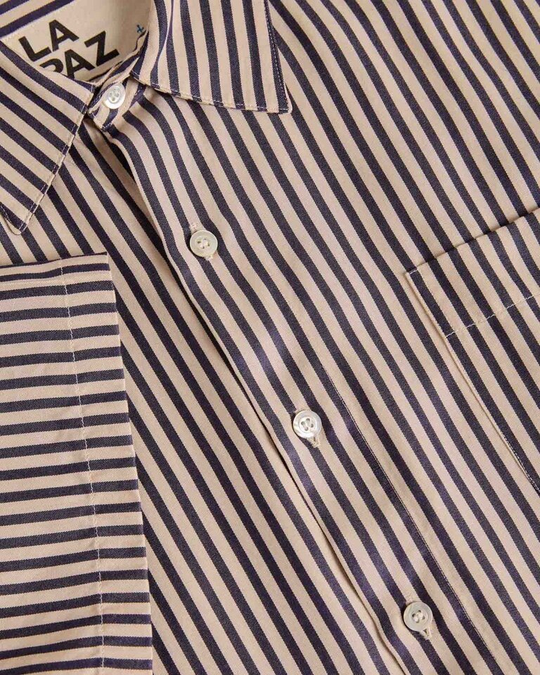 La Paz ROQUE baggy shirt dark navy stripes