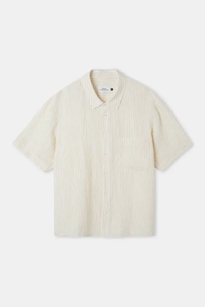 About Companions KLAAS linen striped vintage yellow shirt
