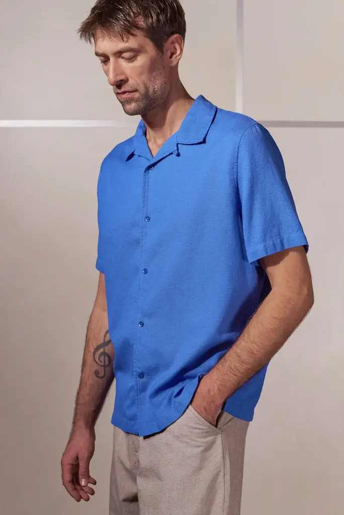 About Companions KUNO shirt eco grid sky blue