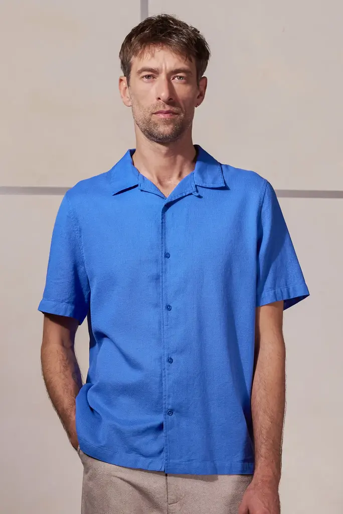 About Companions KUNO shirt eco grid sky blue